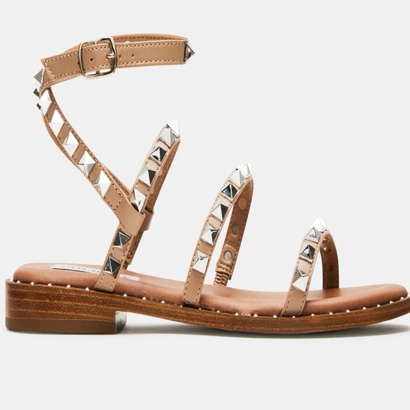 Steve Madden Silver Studded Brown Sandals - Picture 14 of 15
